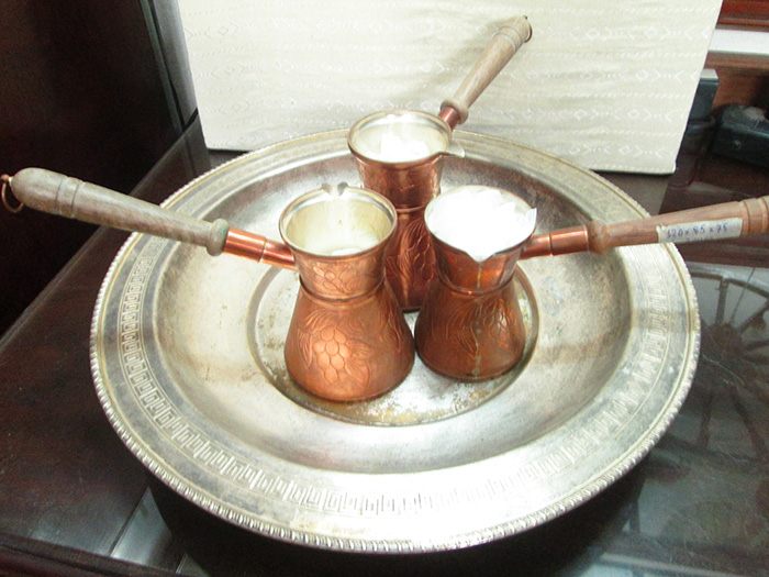 Engraved copper Turkish coffee Pots with wood handle -2