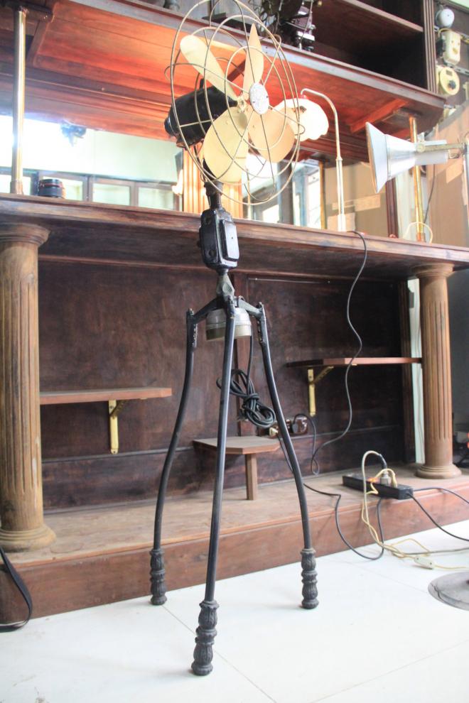 Antique Standing Fan Marelli with copper tripod