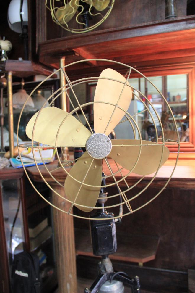 Antique Standing Fan Marelli with copper tripod