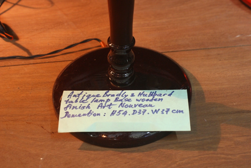 Antique Bradly & Hubbard table lamp base wooden finish art nouvean